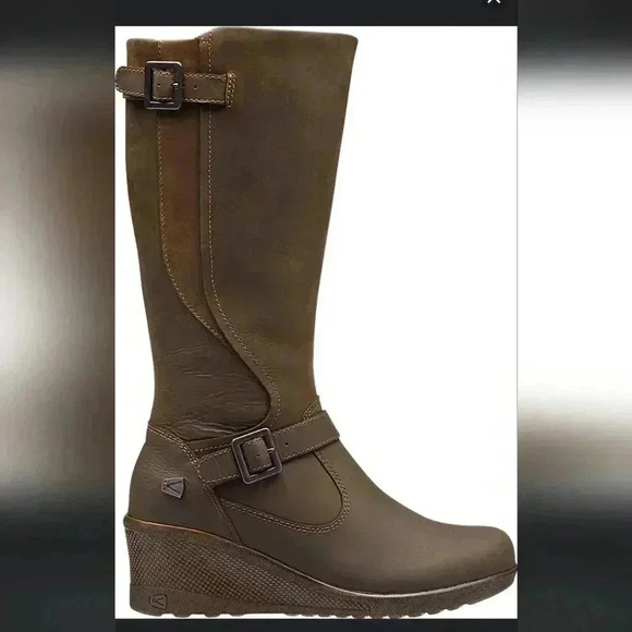 Keen Womens Keen Of Scots Boot Brown Nubuck Leather  Wedge Heel size 7 - Picture 1 of 16
